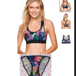 Victoria’s Secret PINK sports bra top PINK string bikini panties bundle floral